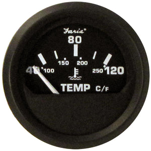 Faria Euro Black 2" Water Temperature Gauge - Metric (40 to 120 C) OutdoorUp