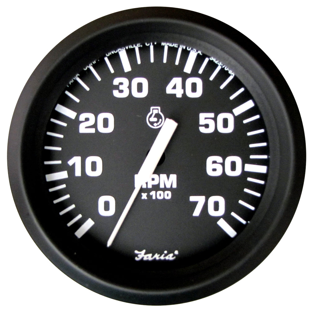 Faria Euro Black 4" Tachometer - 7,000 RPM (Gas - All Outboard) OutdoorUp