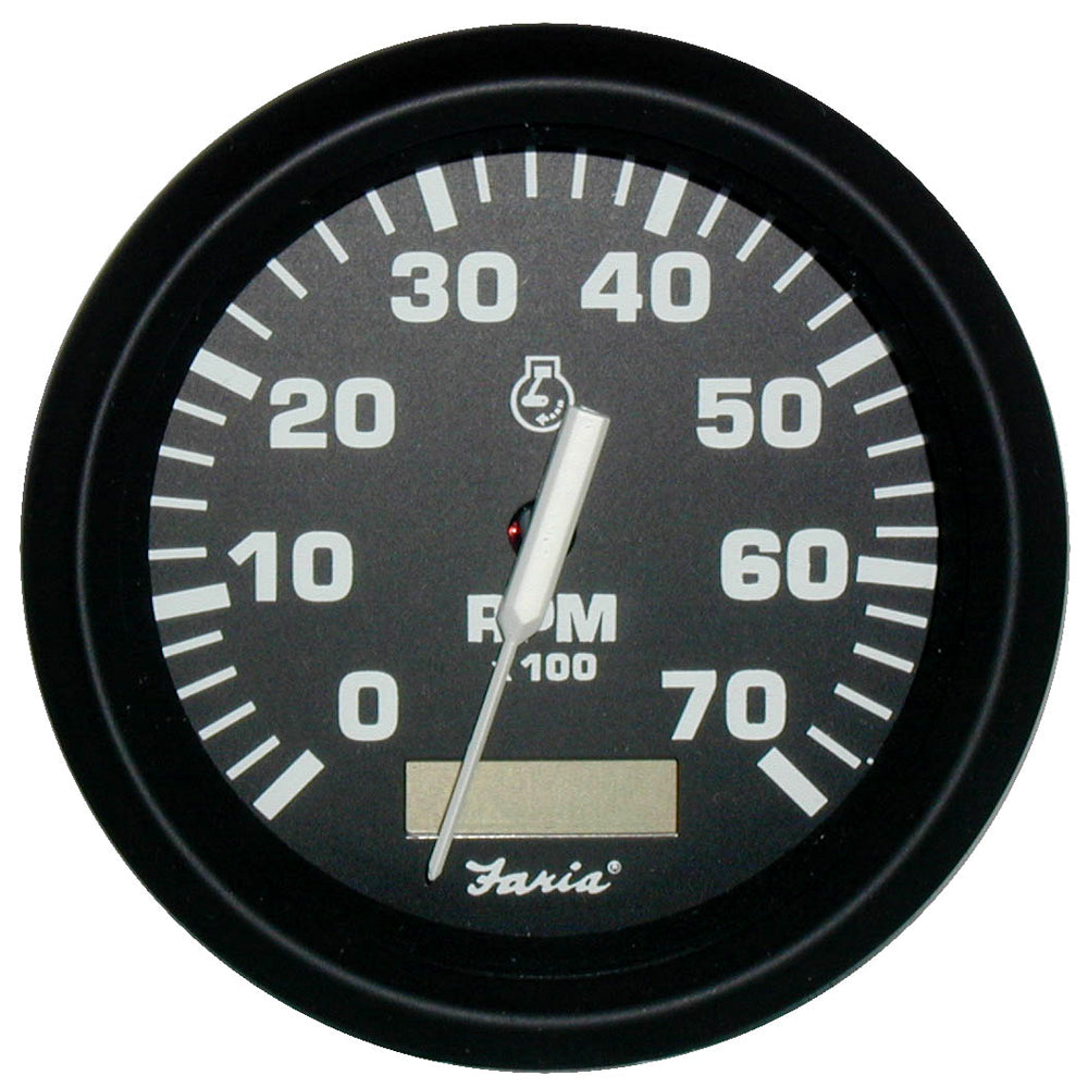 Faria Euro Black 4" Tachometer w/Hourmeter - 7,000 RPM (Gas - Outboard) OutdoorUp