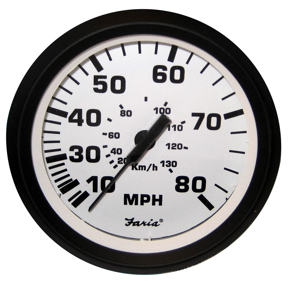 Faria Euro White 4" Speedometer - 80MPH (Pitot) OutdoorUp