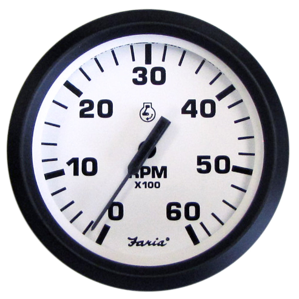 Faria Euro White 4" Tachometer - 6000 RPM (Gas) (Inboard  I/O) OutdoorUp