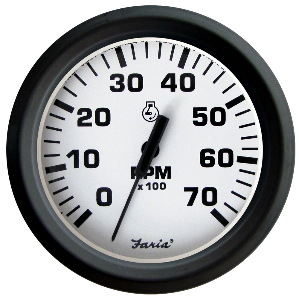 Faria Euro White 4" Tachometer 7000 RPM (Gas) (Outboards) OutdoorUp