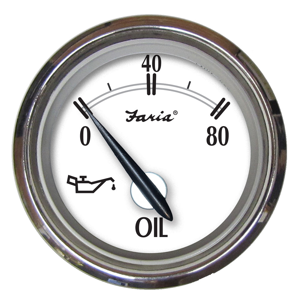 Faria Newport SS 2" Oil Pressure Gauge - 0 to 80 PSI OutdoorUp