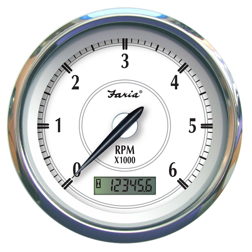 Faria Newport SS 4" Tachometer w/Hourmeter f/Gas Inboard - 6000 RPM OutdoorUp