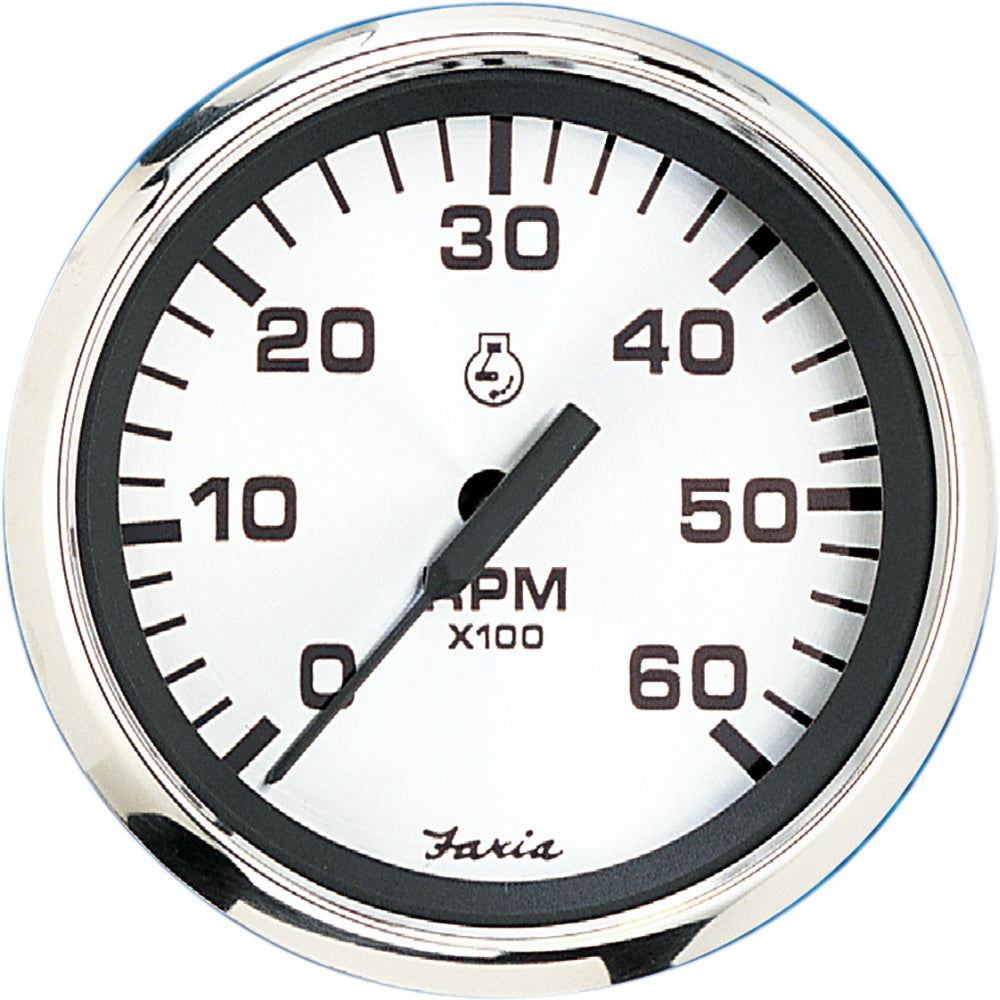 Faria Spun Silver 4" Tachometer (6000 RPM) (Gas Inboard  I/O) OutdoorUp