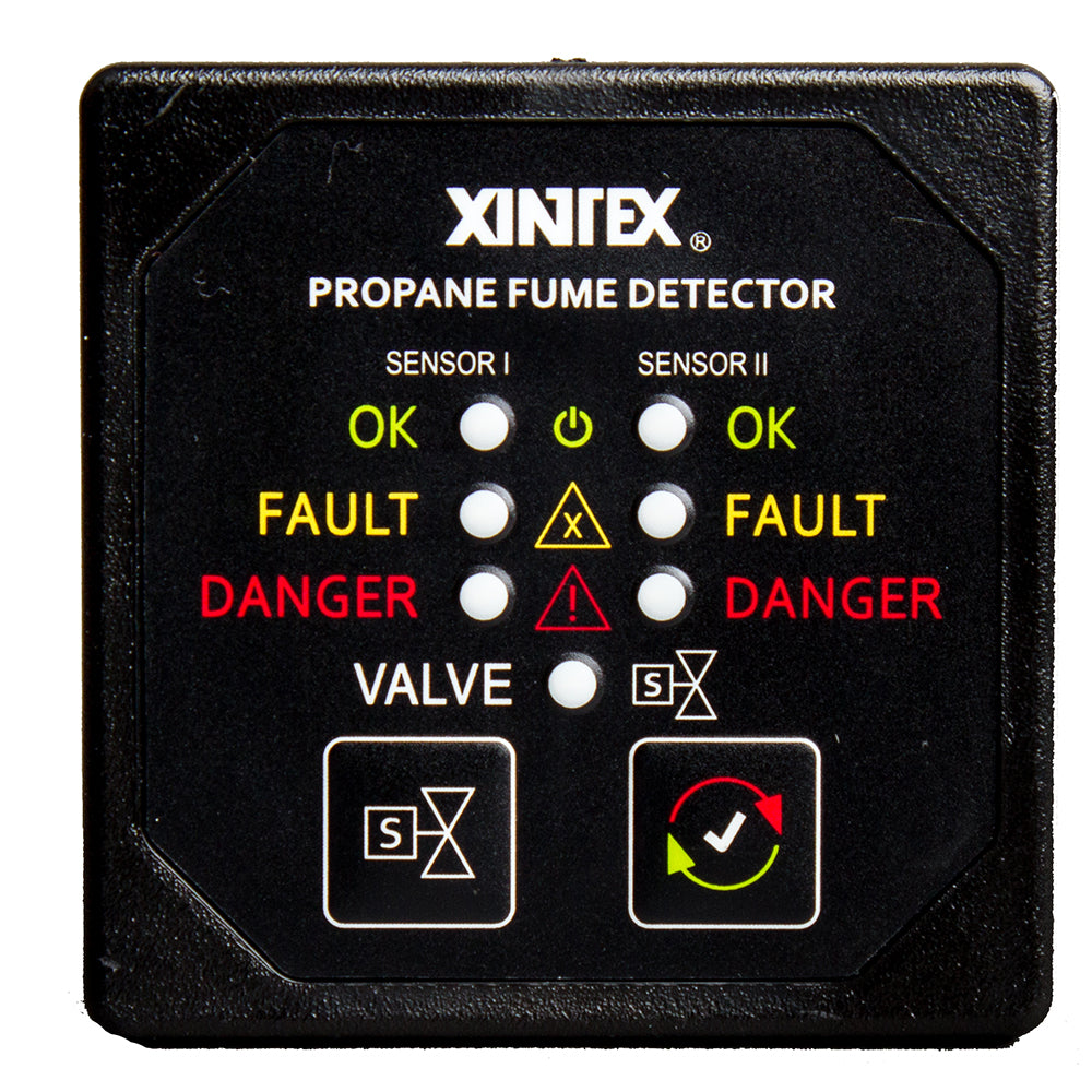 Fireboy-Xintex Propane Fume Detector w/2 Plastic Sensors - No Solenoid Valve - Square Black Bezel Display OutdoorUp