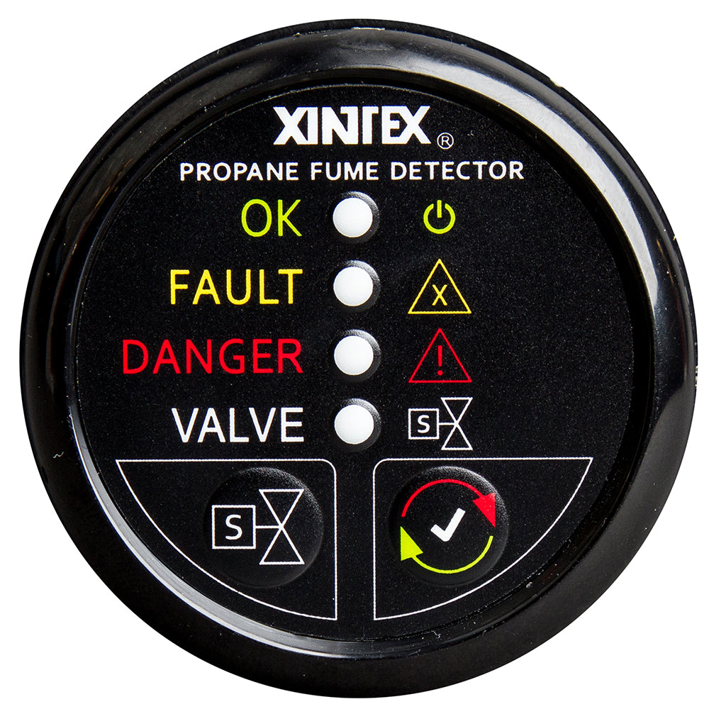 Fireboy-Xintex Propane Fume Detector w/Plastic Sensor  Solenoid Valve - Black Bezel Display OutdoorUp