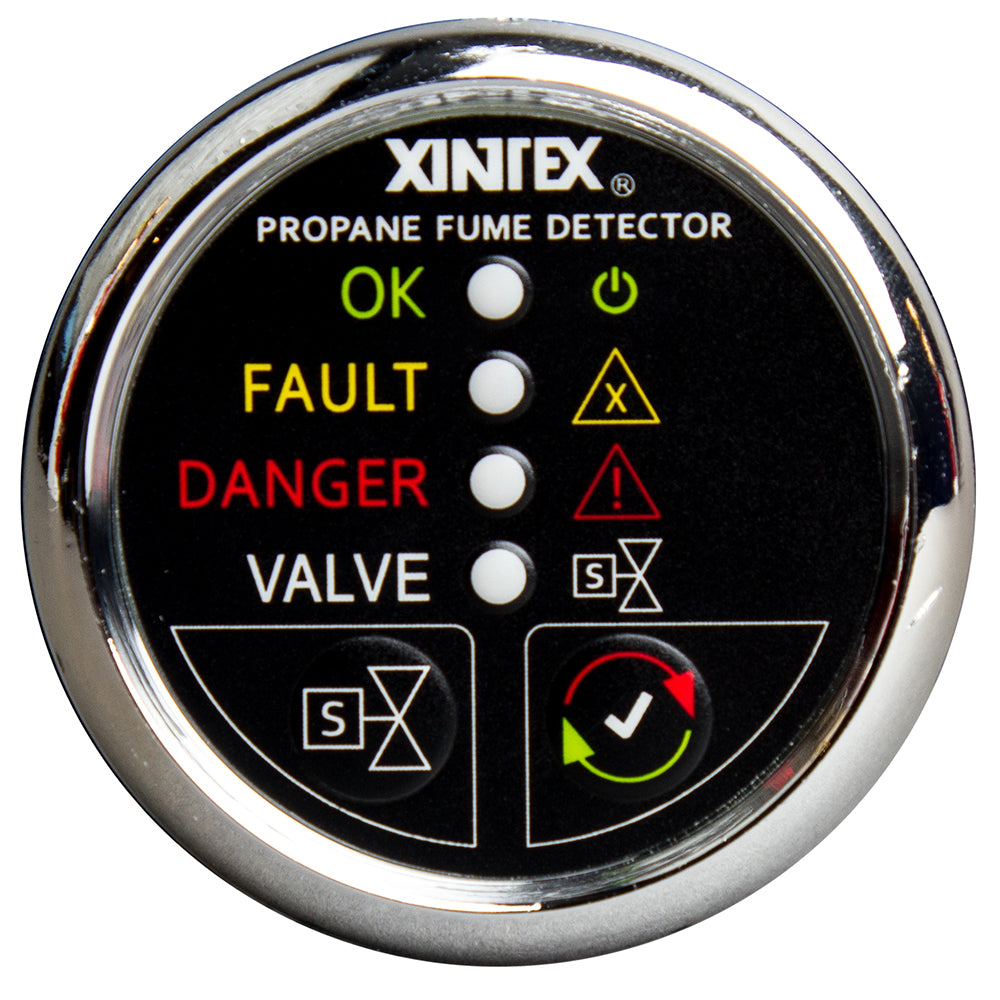 Fireboy-Xintex Propane Fume Detector w/Plastic Sensor  Solenoid Valve - Chrome Bezel Display OutdoorUp