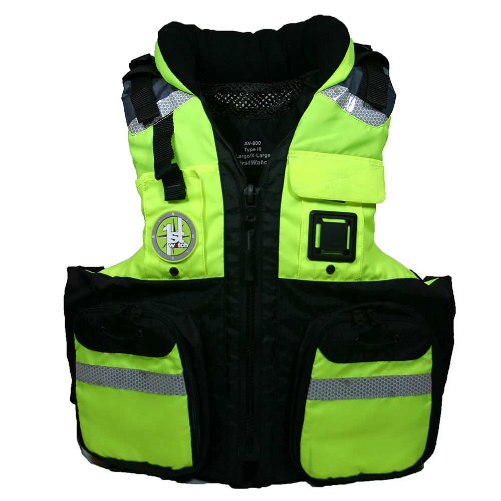 First Watch AV-800 Four Pocket Flotation Vest - Hi-Vis Yellow - Large to XL OutdoorUp