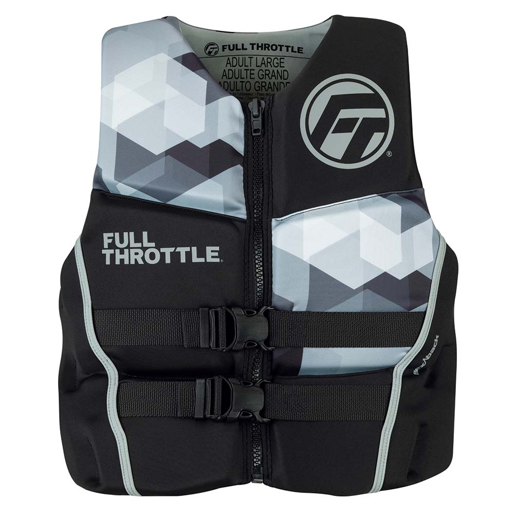 Full Throttle Mens Rapid-Dry Flex-Back Life Jacket - 2XL - Black/Grey OutdoorUp