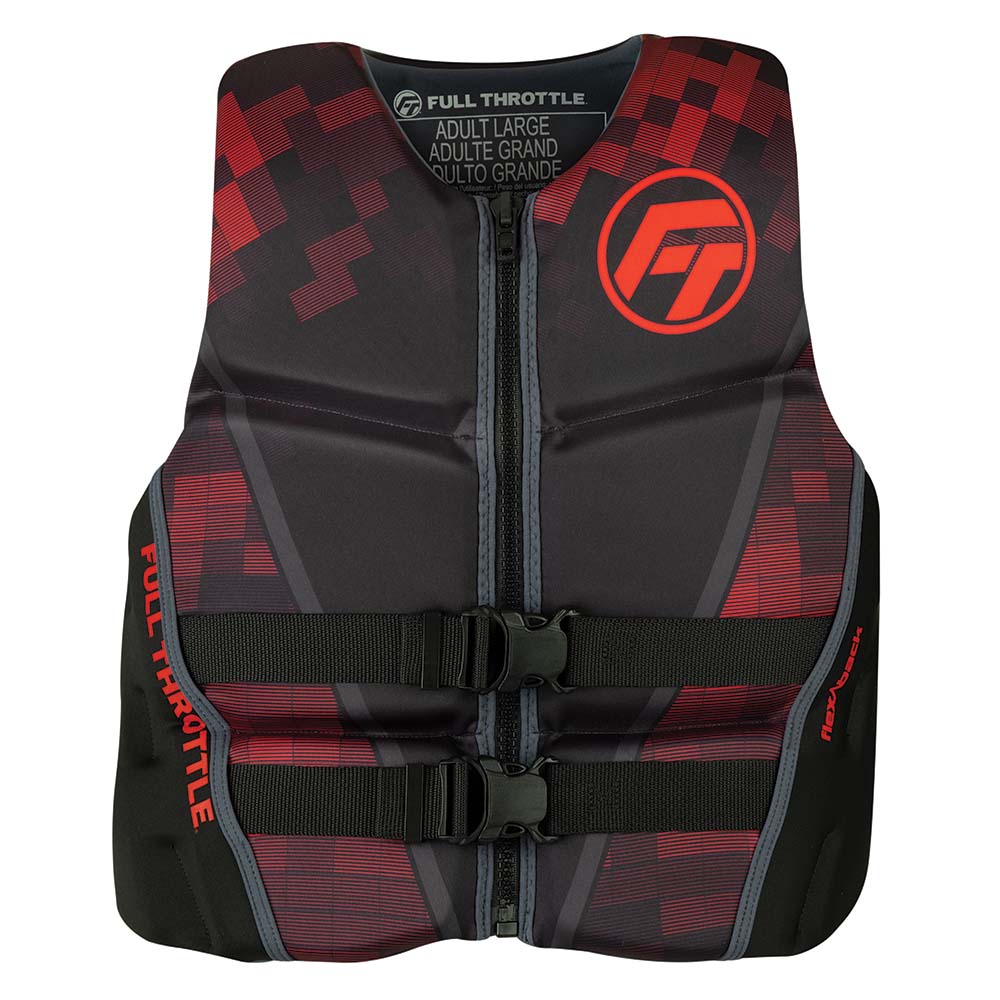 Full Throttle Mens Rapid-Dry Flex-Back Life Jacket - XL - Black/Red OutdoorUp