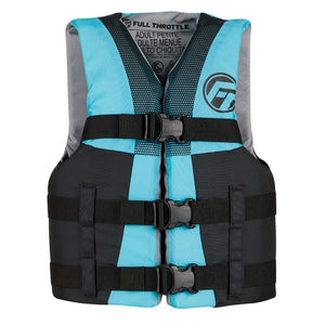 Full Throttle Teen Nylon Life Jacket - Aqua/Black OutdoorUp