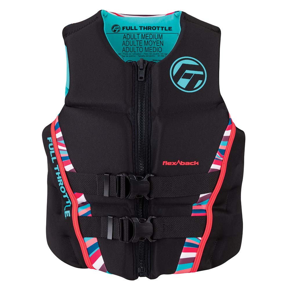 Full Throttle Womens Rapid-Dry Flex-Back Life Jacket - Womens L - Pink/Black OutdoorUp