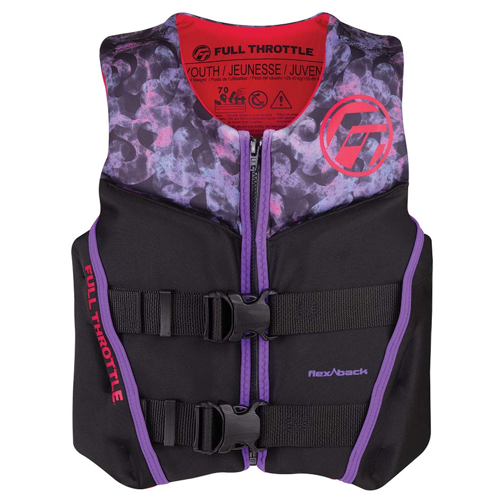 Full Throttle Youth Rapid-Dry Flex-Back Life Jacket - Pink/Black OutdoorUp