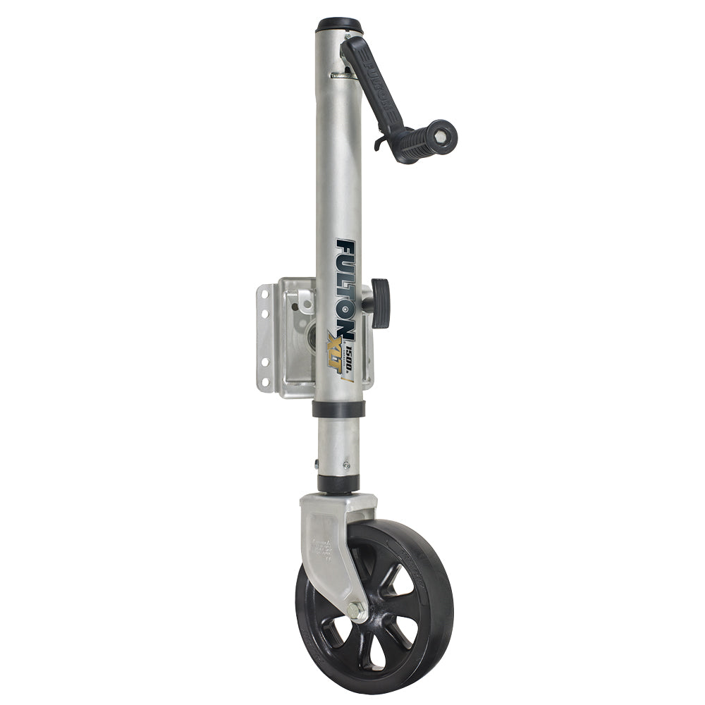 Fulton XLT 1500 lbs. Swing Away Bolt-On Jack w/12" Travel & 8" Poly Wheel - Sharkskin Finish OutdoorUp