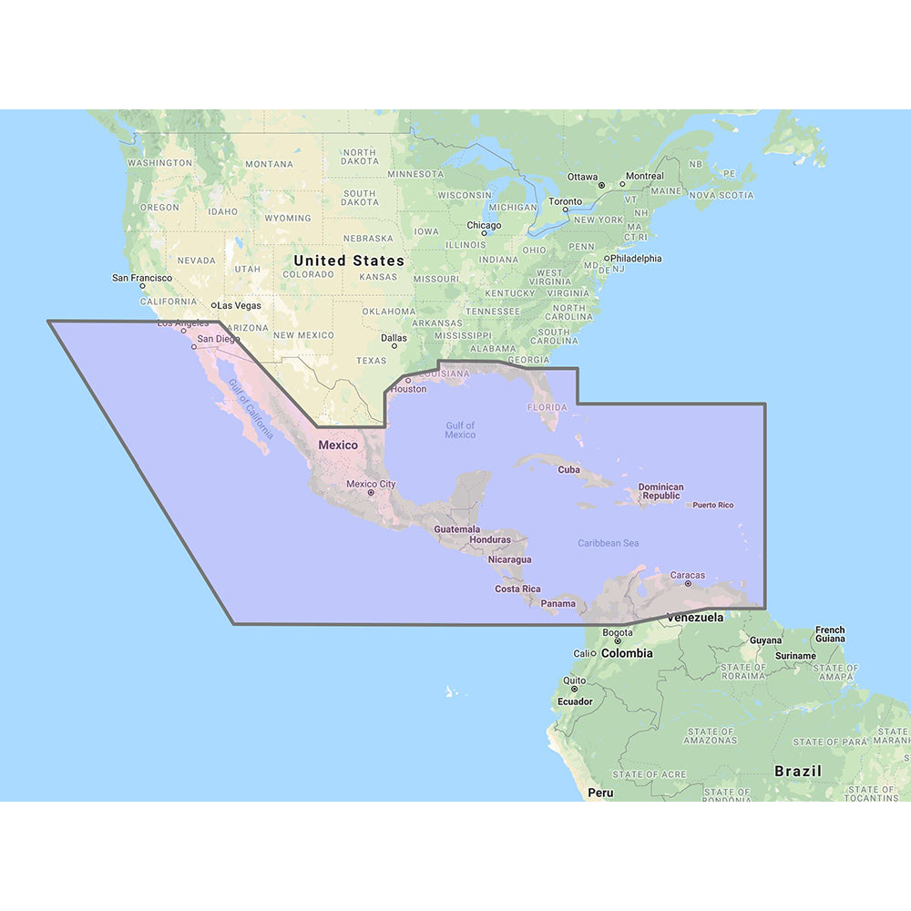 Furuno Central America, Caribbean  Part of Mexico Vector Chart - 3D Data  Standard Resolution Satellite Photos - Unlock Code OutdoorUp