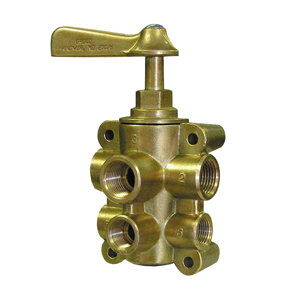GROCO 6-Port NPT Bronze Fuel Valve 1/2" Main - 3/8" Return OutdoorUp