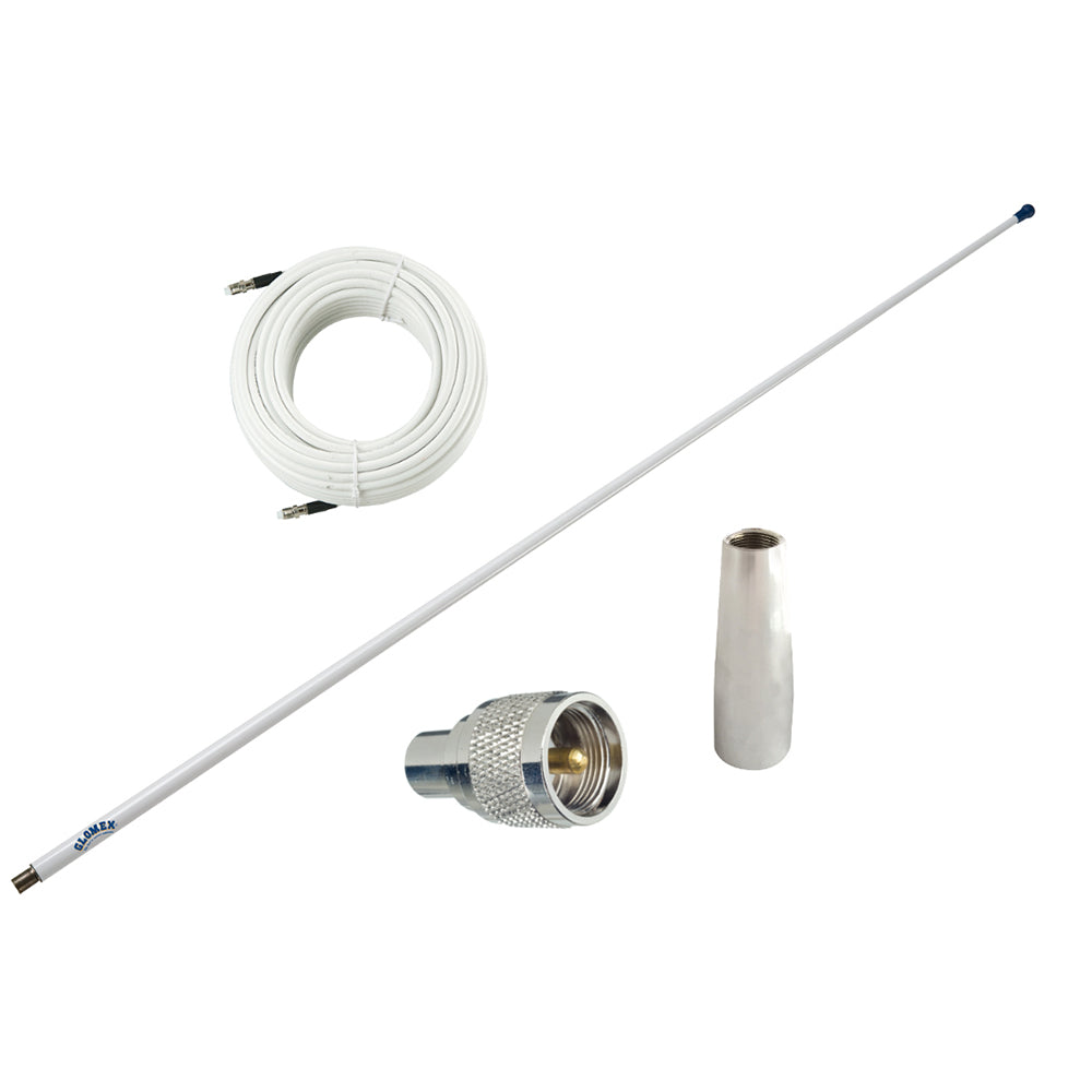 Glomex 4 Glomeasy VHF Antenna 3dB w/FME Termination, 6M Coaxial Cable, RA300 Adapter  PL259 Connector OutdoorUp