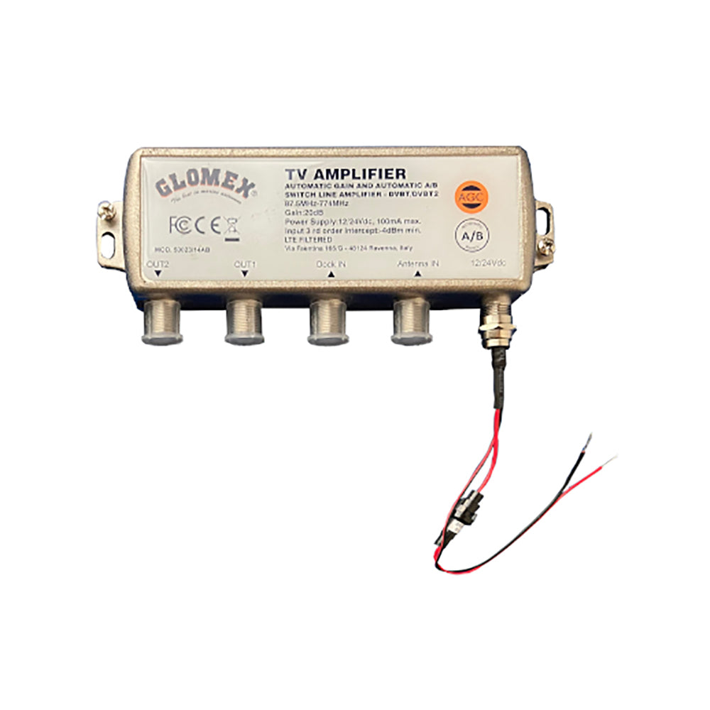 Glomex Automatic Gain Control Amplifier w/Automatic A/B Switch - 12/24VDC - 2 Outputs OutdoorUp