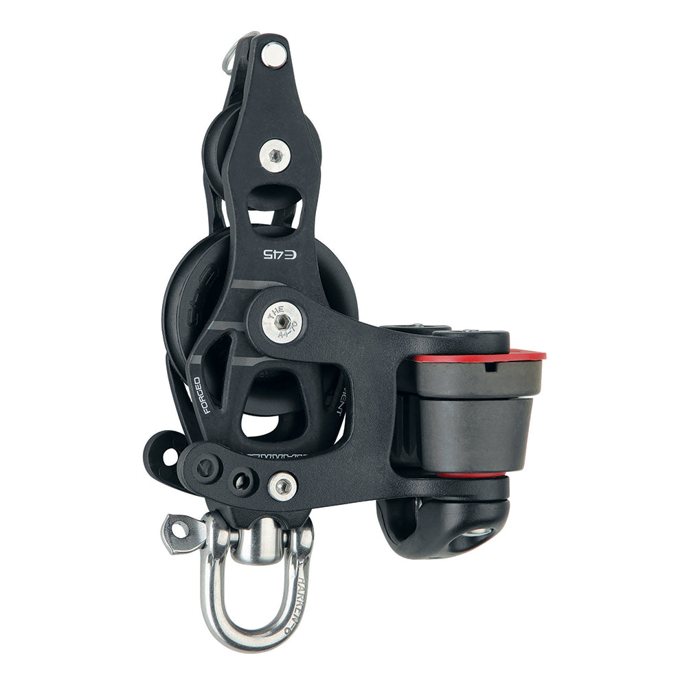 Harken 45mm Single Aluminum Element Fiddle Block w/Swivel, Becket  150 Cam Cleat OutdoorUp