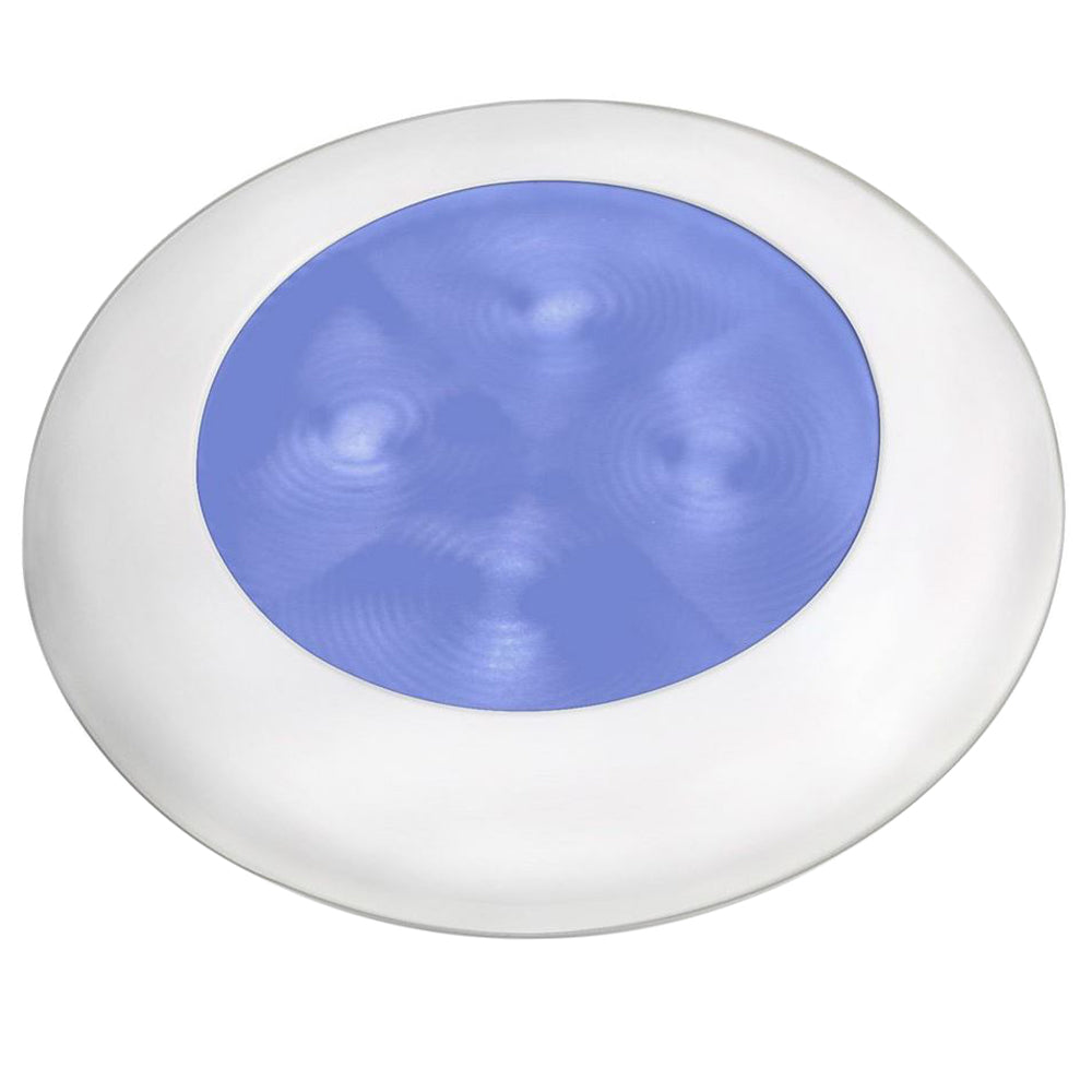 Hella Marine Blue LED Round Courtesy Lamp - White Bezel - 24V OutdoorUp