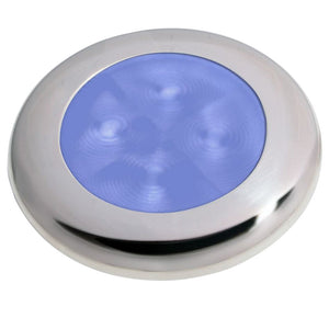 Hella Marine Polished Stainless Steel Rim LED Courtesy Lamp - Blue OutdoorUp