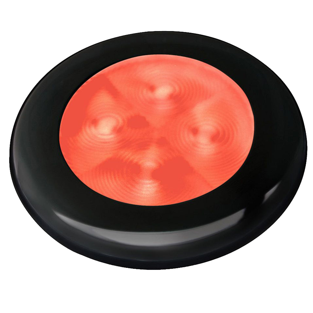 Hella Marine Slim Line LED 'Enhanced Brightness' Round Courtesy Lamp - Red LED - Black Plastic Bezel - 12V OutdoorUp
