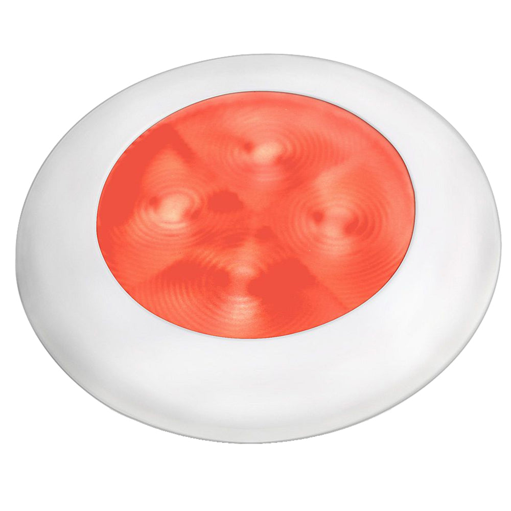 Hella Marine Slim Line LED 'Enhanced Brightness' Round Courtesy Lamp - Red LED - White Plastic Bezel - 12V OutdoorUp