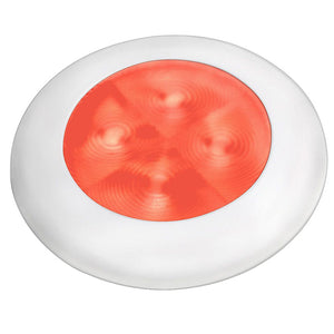 Hella Marine Slim Line LED 'Enhanced Brightness' Round Courtesy Lamp - Red LED - White Plastic Bezel - 12V OutdoorUp