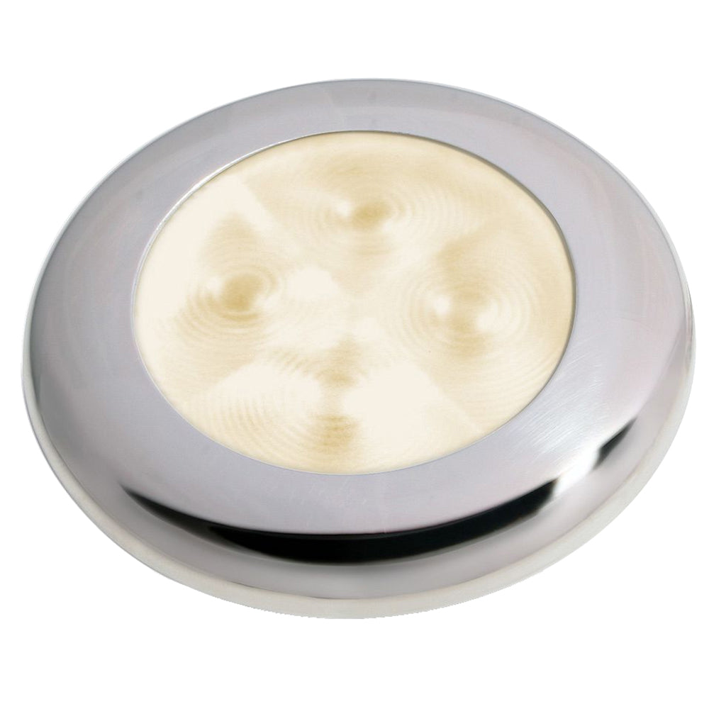 Hella Marine Slim Line LED 'Enhanced Brightness' Round Courtesy Lamp - Warm White LED - Stainless Steel Bezel - 12V OutdoorUp