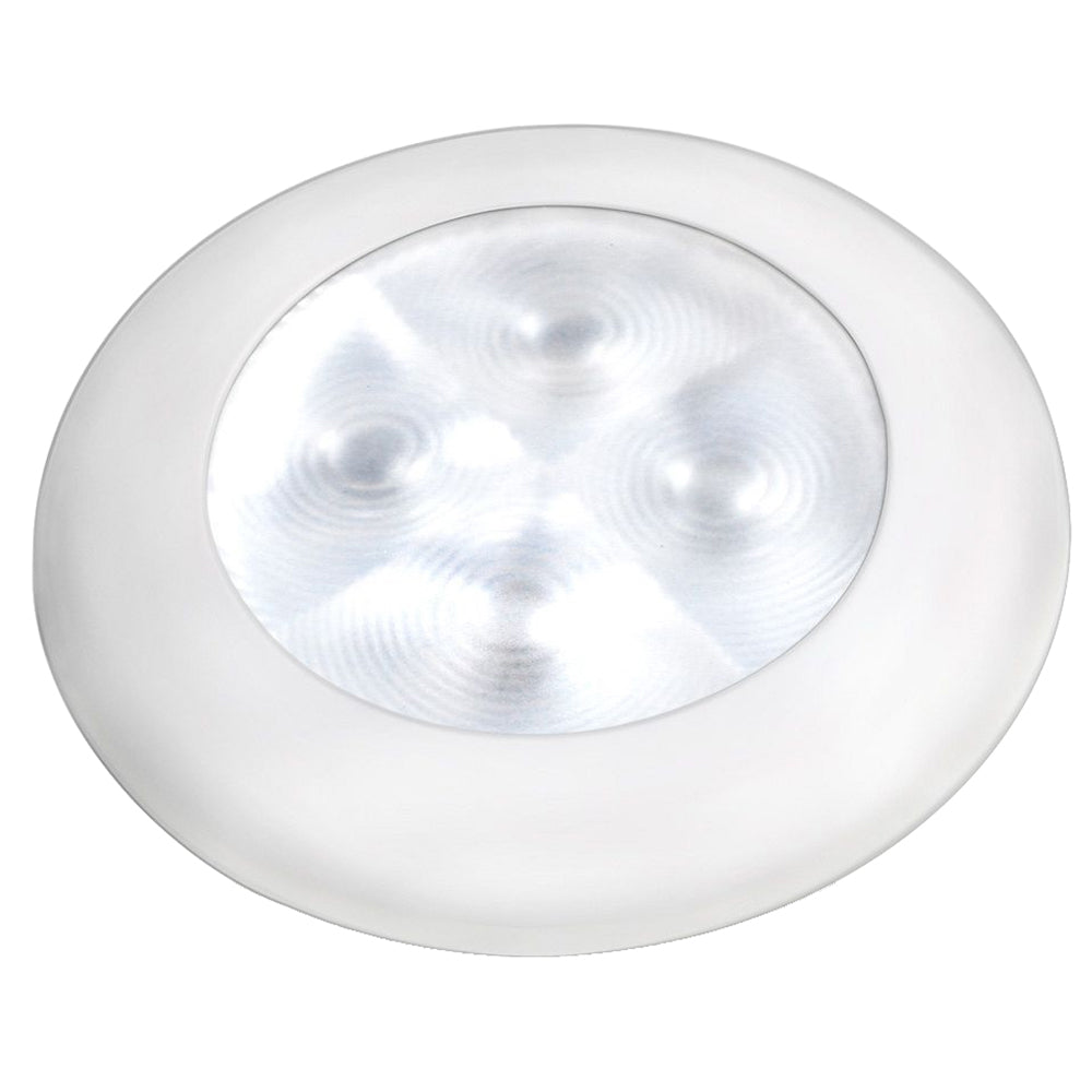 Hella Marine Slim Line LED 'Enhanced Brightness' Round Courtesy Lamp - White LED - White Plastic Bezel - 12V OutdoorUp