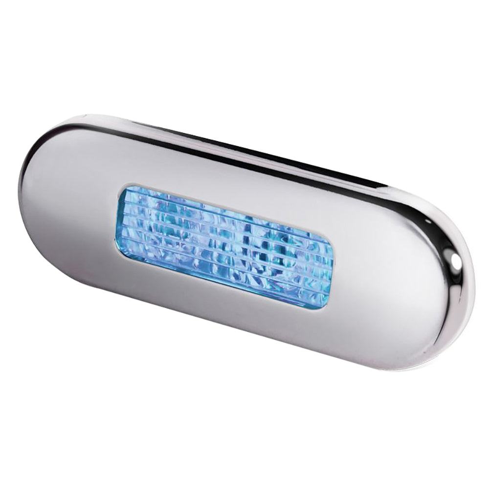 Hella Marine Surface Mount Oblong LED Courtesy Lamp - Blue LED - Stainless Steel Bezel OutdoorUp