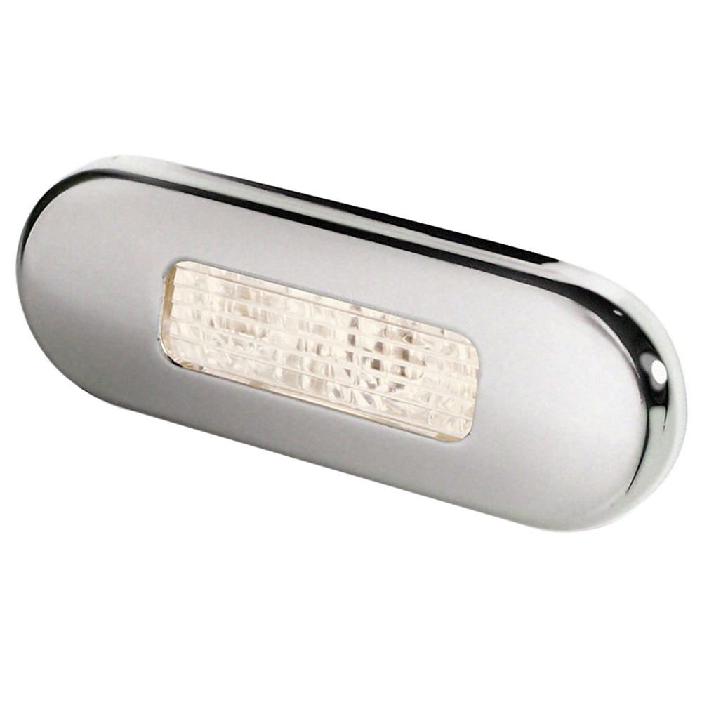 Hella Marine Surface Mount Oblong LED Courtesy Lamp - Warm White LED - Stainless Steel Bezel OutdoorUp