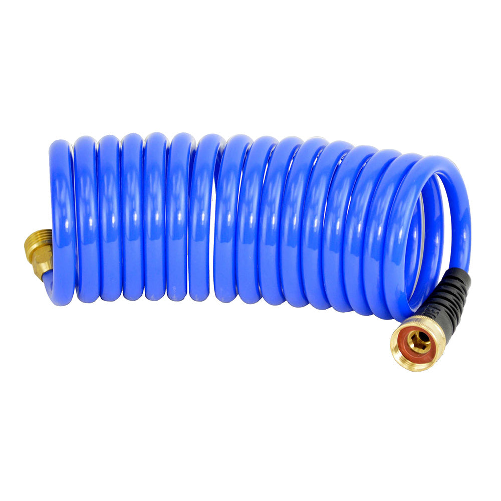 HoseCoil 15' Blue Self Coiling Hose w/Flex Relief OutdoorUp