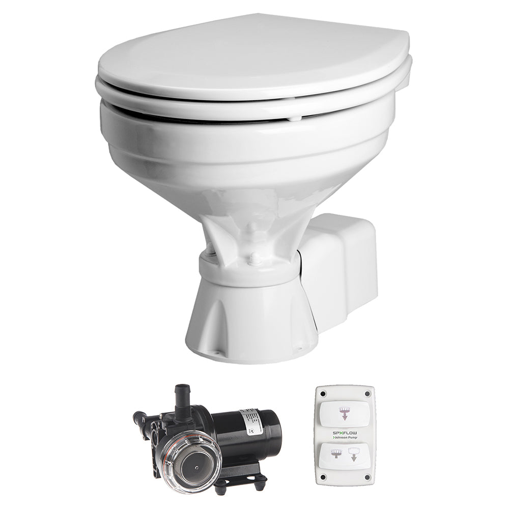 Johnson Pump Aqua T Toilet Silent Electric Comfort - 12V w/Pump OutdoorUp