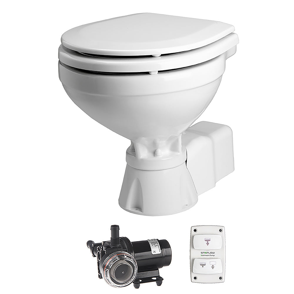 Johnson Pump AquaT Toilet Silent Electric Compact - 12V w/Pump OutdoorUp