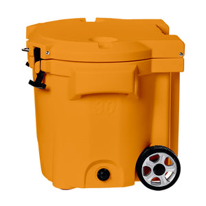 LAKA Coolers 30 Qt Cooler w/Telescoping Handle  Wheels - Orange OutdoorUp