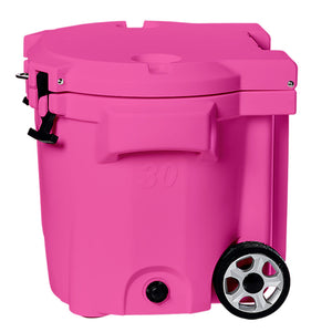 LAKA Coolers 30 Qt Cooler w/Telescoping Handle  Wheels - Pink OutdoorUp