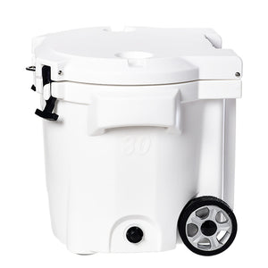 LAKA Coolers 30 Qt Cooler w/Telescoping Handle  Wheels - White OutdoorUp