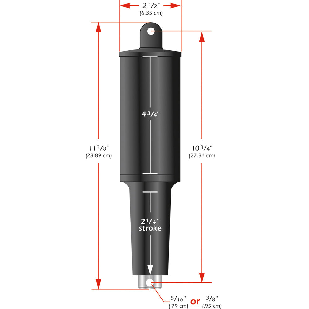 Lenco 101XD Extreme Duty Actuator - 12V - 2 1/4" Stroke - 3/8" Hardware OutdoorUp