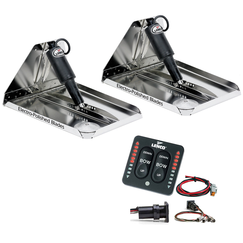 Lenco 16" x 12" Heavy Duty Performance Trim Tab Kit w/LED Indicator Switch Kit 12V OutdoorUp