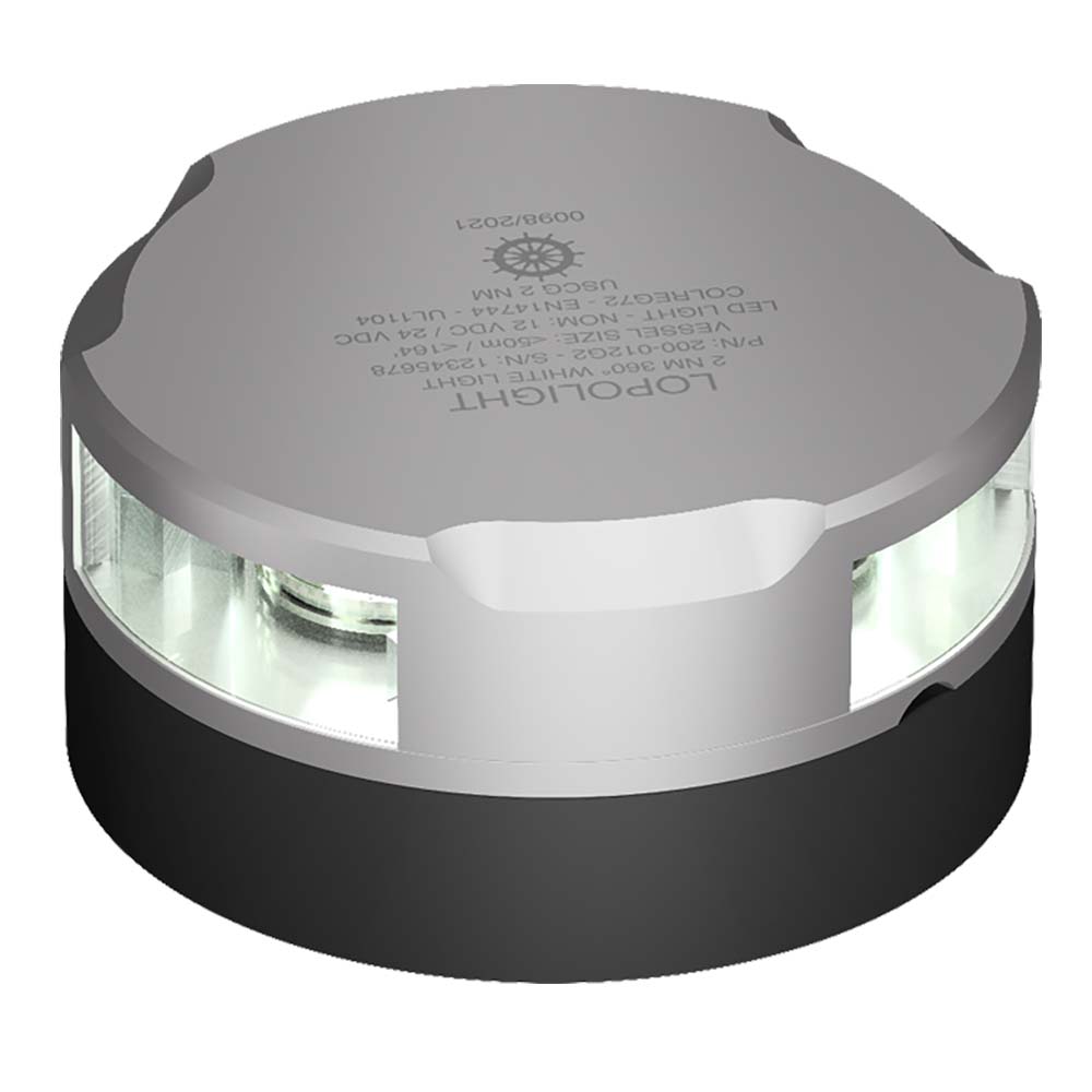 Lopolight Series 200-012 - Anchor Light - 2NM - Horizontal Mount - White - Silver Housing - 6M Cable OutdoorUp