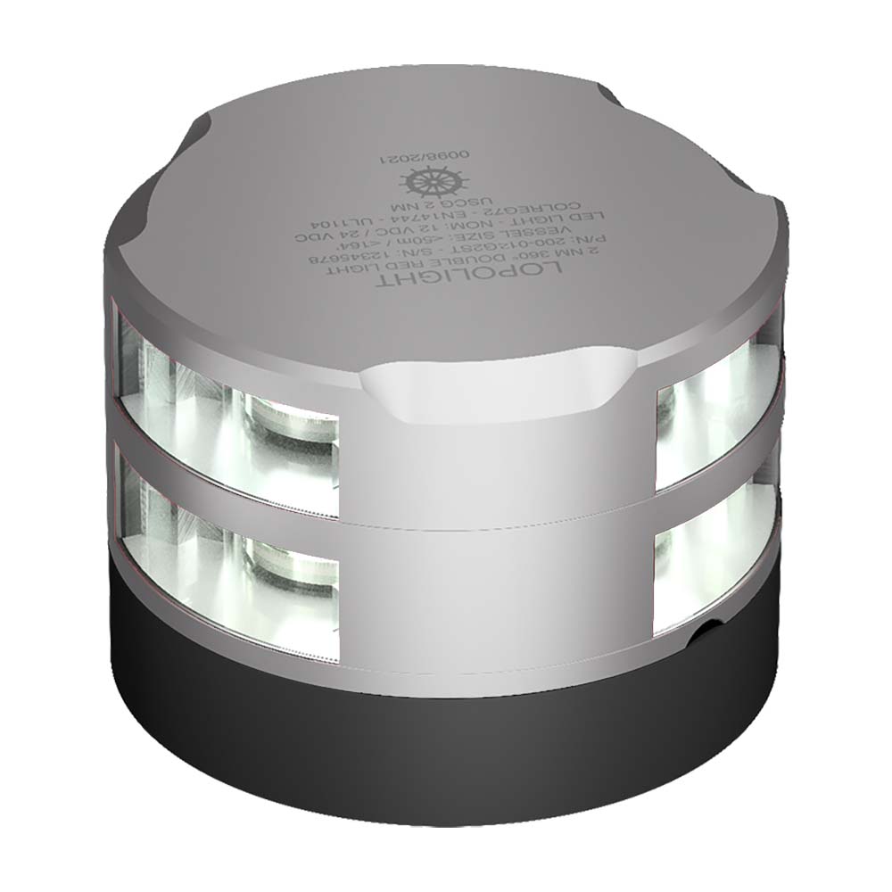 Lopolight Series 200-012 - Double Stacked Anchor Light - 2NM - Horizontal Mount - White - Silver Housing OutdoorUp