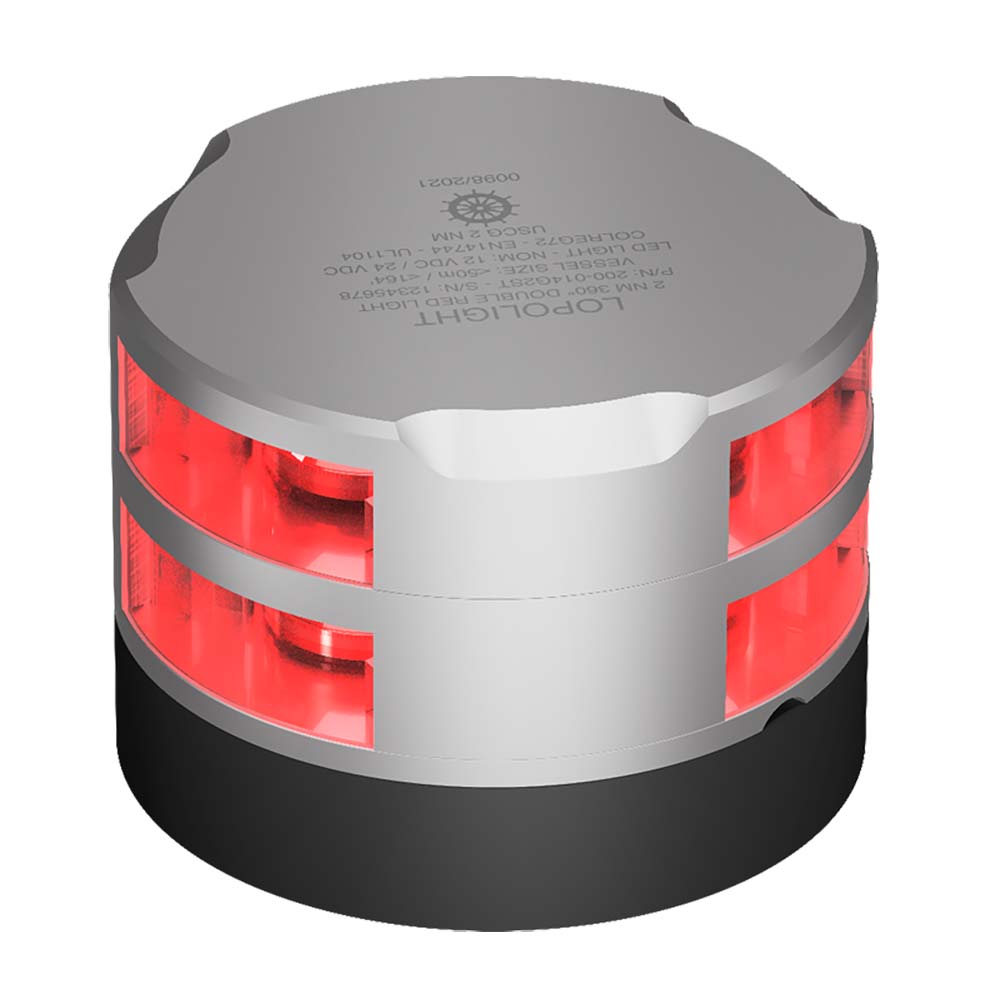 Lopolight Series 200-014 - Double Stacked Navigation Light - 2NM - Horizontal Mount - Red - Silver Housing OutdoorUp