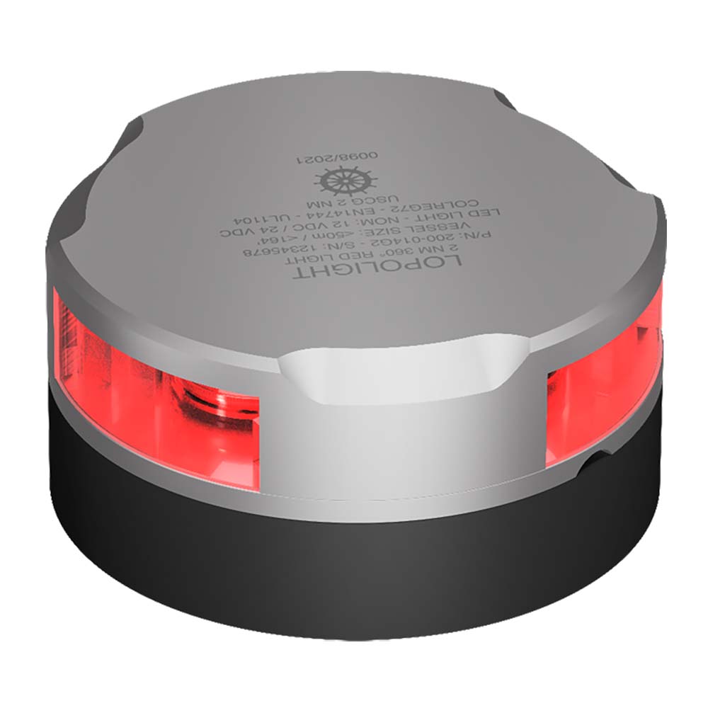 Lopolight Series 200-014 - Navigation Light - 2NM - Horizontal Mount - Red - Silver Housing OutdoorUp