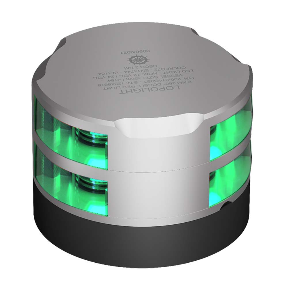 Lopolight Series 200-015 - Double Stacked Navigation Light - 2NM - Horizontal Mount - Green - Silver Housing OutdoorUp