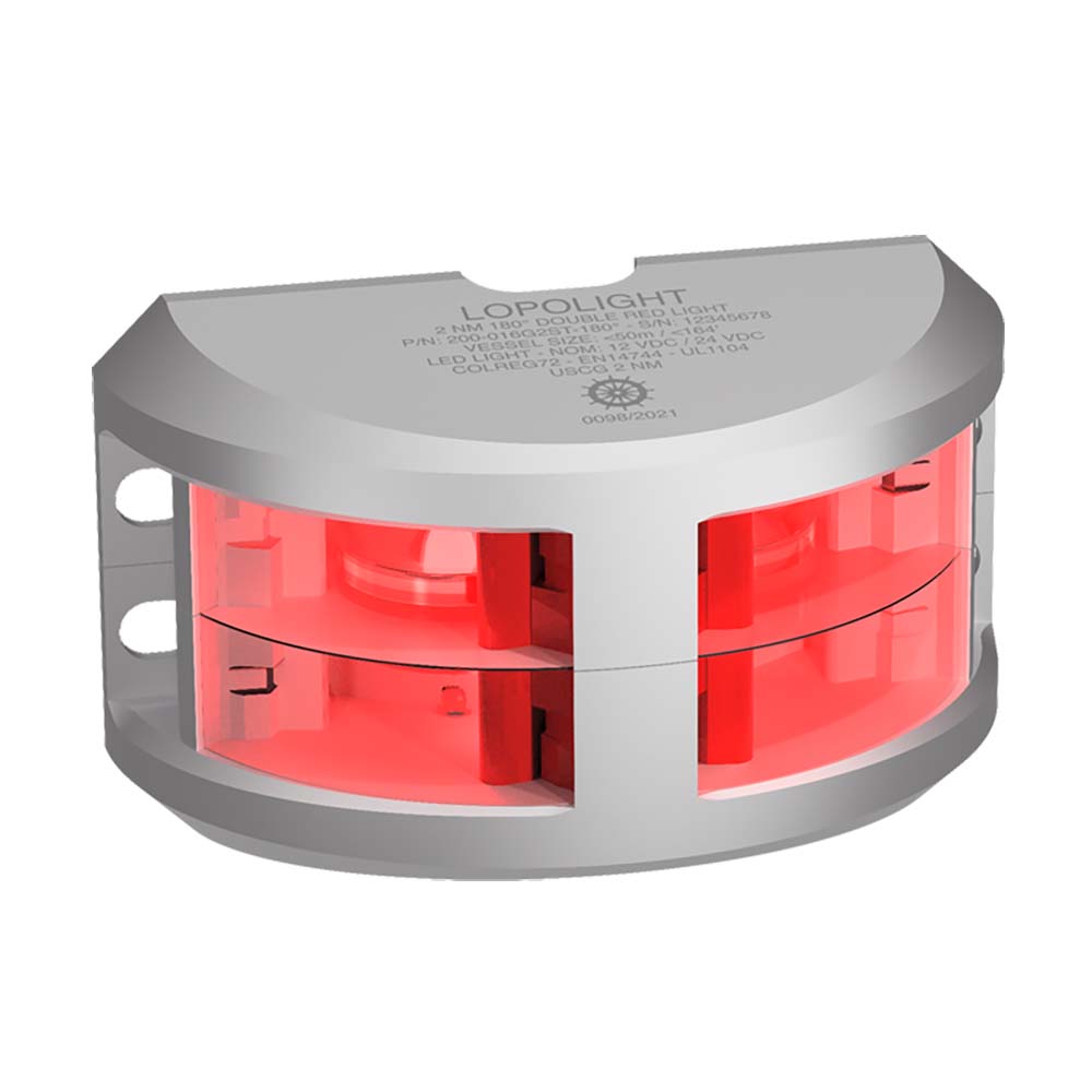 Lopolight Series 200-016 - Double Stacked Navigation Light - 2NM - Vertical Mount - Red - Silver Housing OutdoorUp