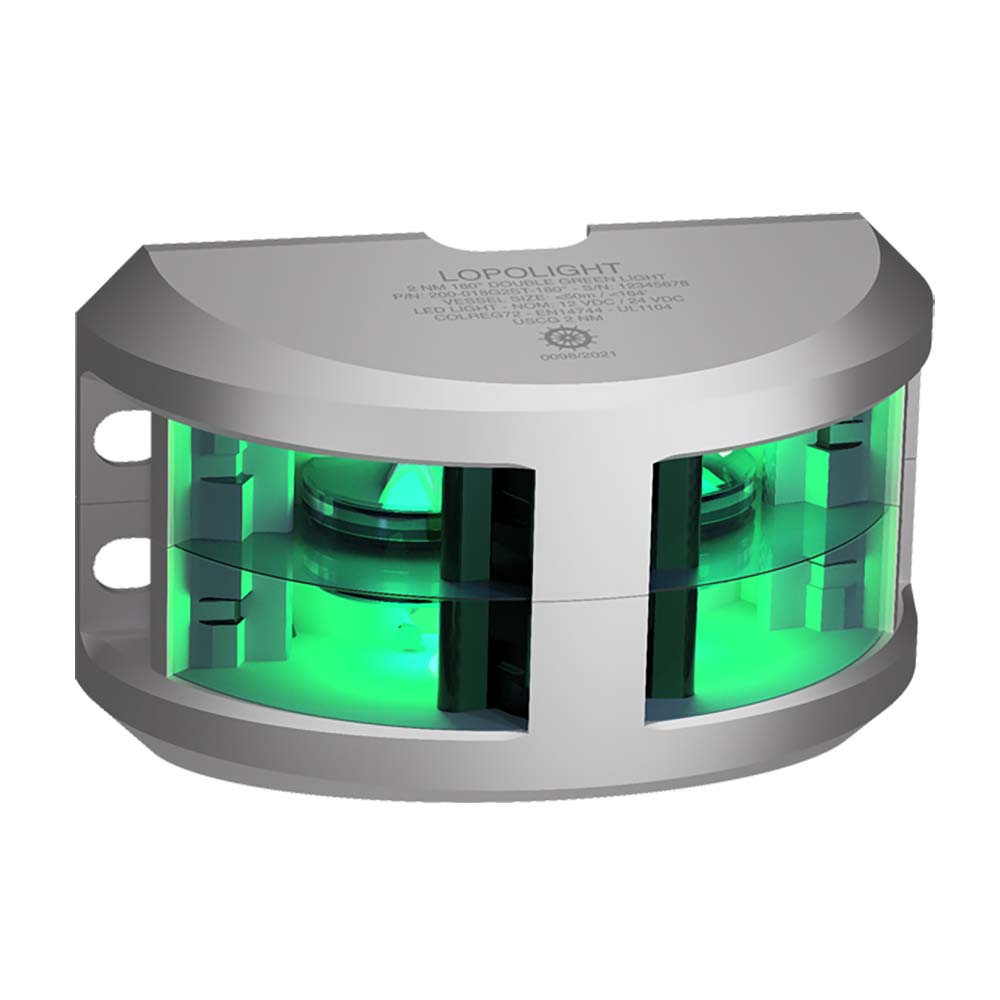 Lopolight Series 200-018 - Double Stacked Navigation Light - 2NM - Vertical Mount - Green - Silver Housing OutdoorUp