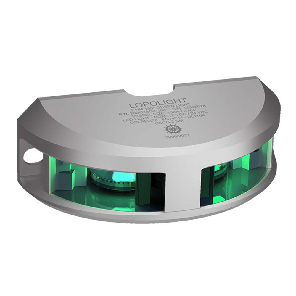 Lopolight Series 200-018 - Navigation Light - 2NM - Vertical Mount - Green - Silver Housing OutdoorUp