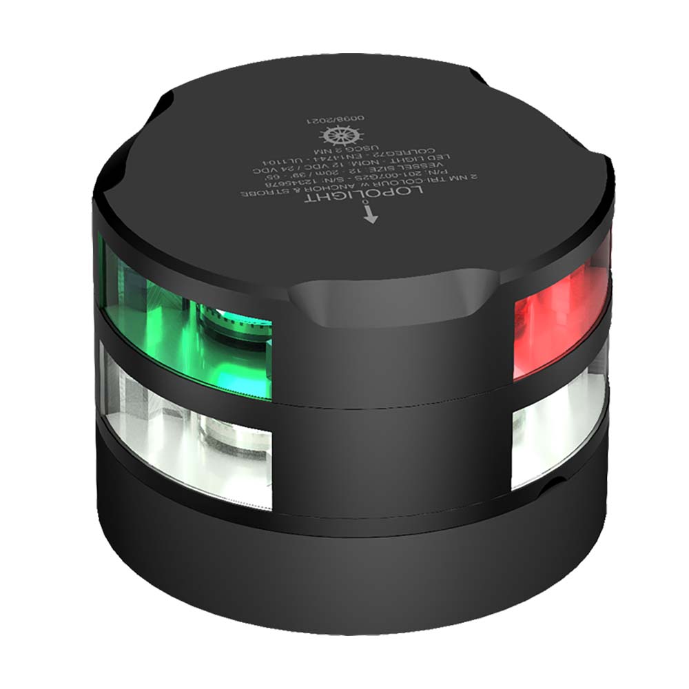 Lopolight Series 201-007 - Tri-Color Navigation/Anchor/Strobe - 2NM - Horizontal Mount - Black Housing OutdoorUp
